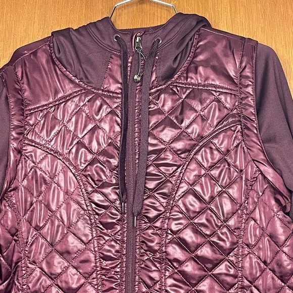 BKE Sport Woman's Shiny Metallic Plum Zip Up Hooded Jacket Size XL - Picture 2 of 7